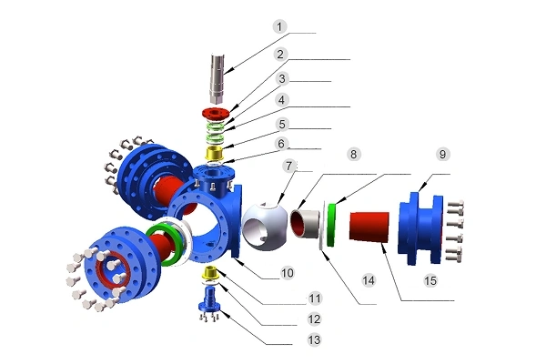 Cast Basalt  Lined 3-Way Ball Valve